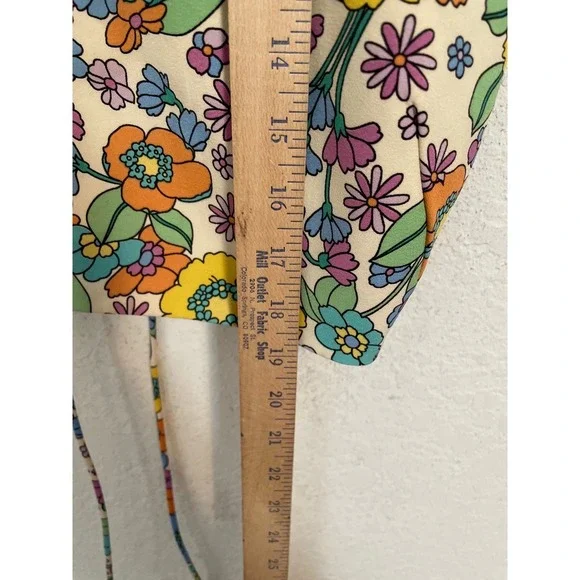 Zara Floral Print Crop Top Sleeveless Tie Back Colorful Summer Retro Size L - Picture 2 of 6